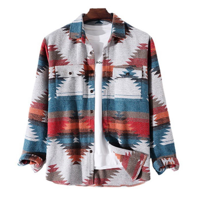 Ethnic Fashion Logo - Camicia da Uomo a Maniche Lunghe