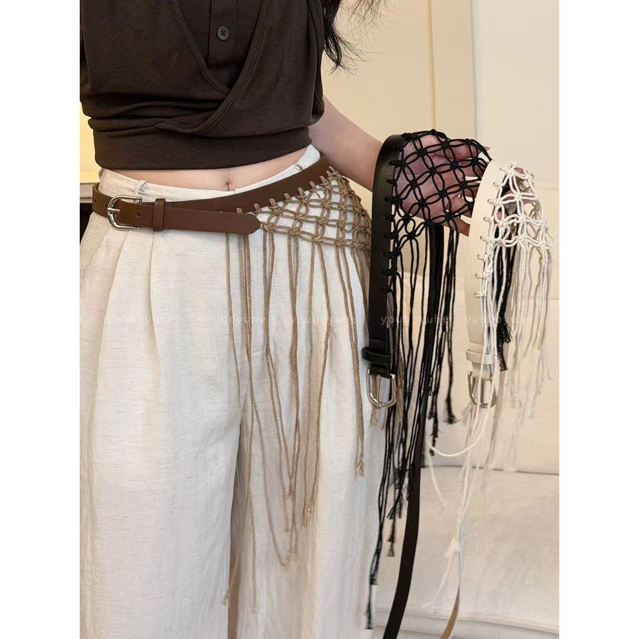 Y2K Ethnic Fashion - Cinture Casual Y2K con Nappe Intrecciate,