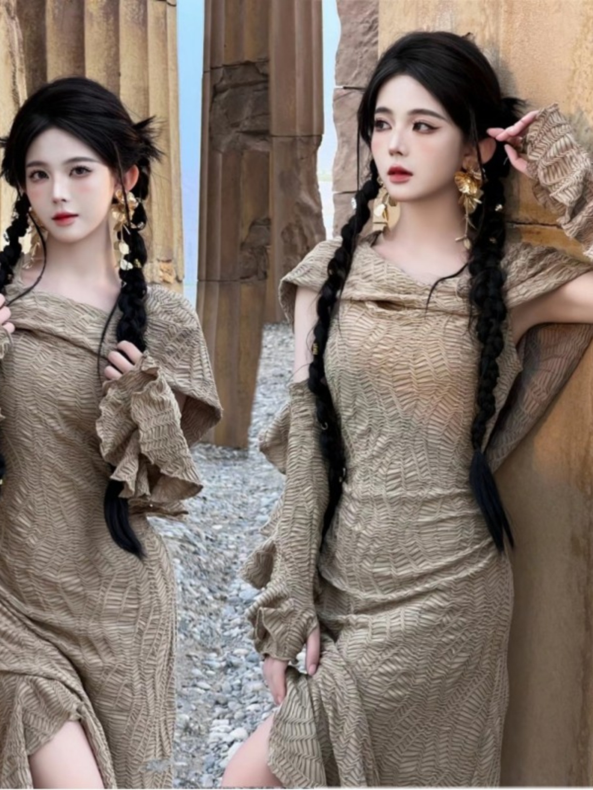 Ethnic Fashion Girls - Abito Lungo a Tema Deserto, Moda
