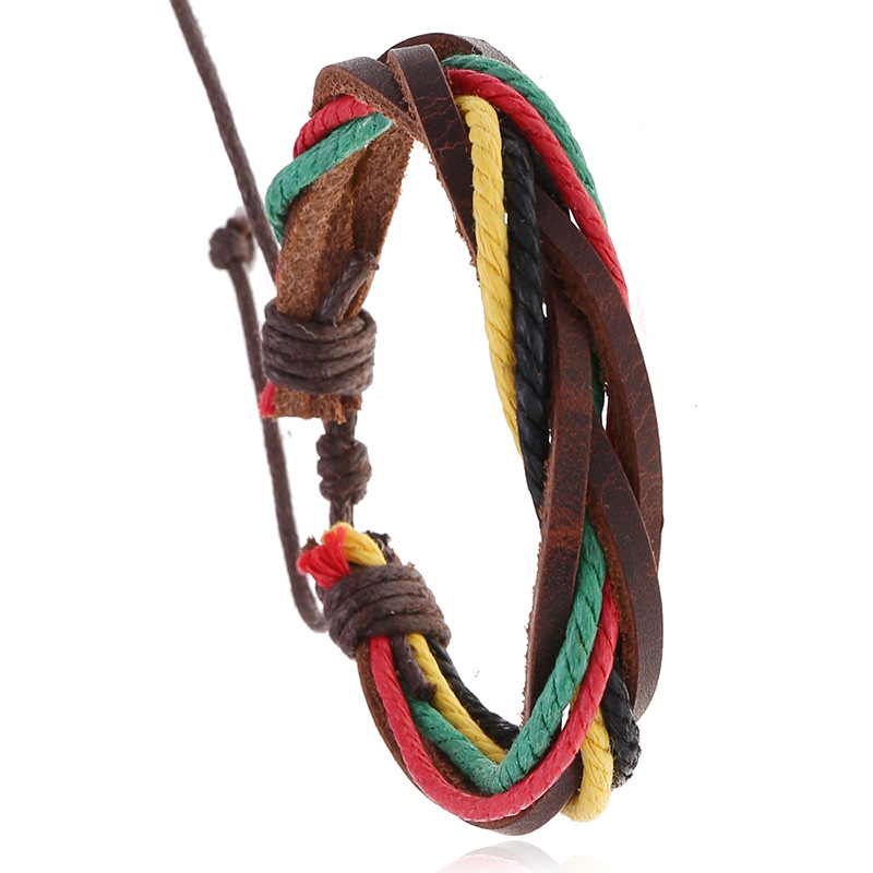 Ethnic Fashion Pk - Nuovo braccialetto in vera pelle con