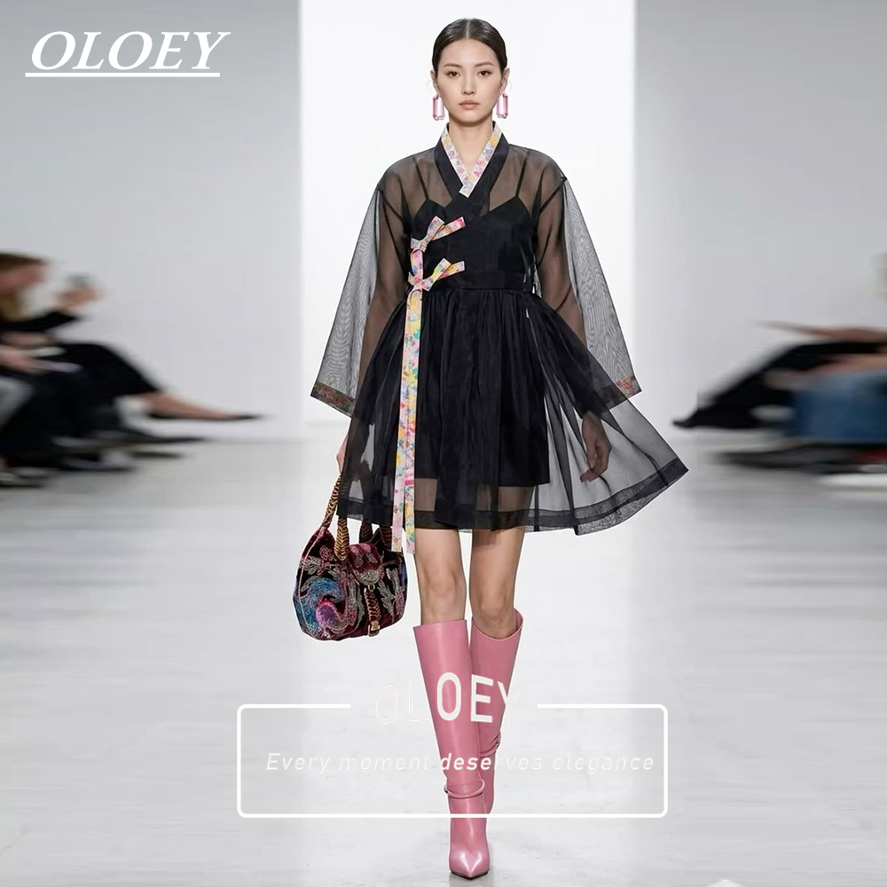 Hanbok Modern Set - OLOEY Set Hanbok Corto Moderno Nero