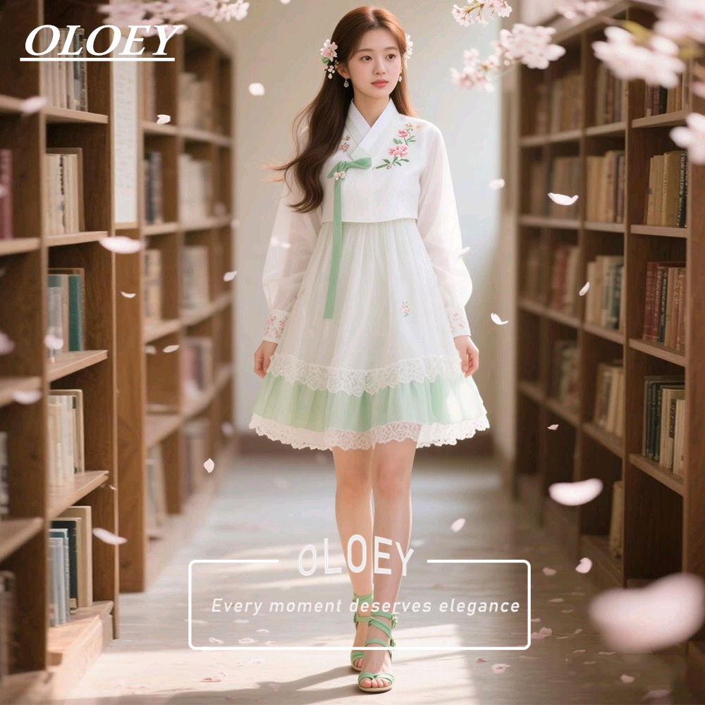 Hanbok Modern Set - OLOEY Set Hanbok Corto Moderno Verde