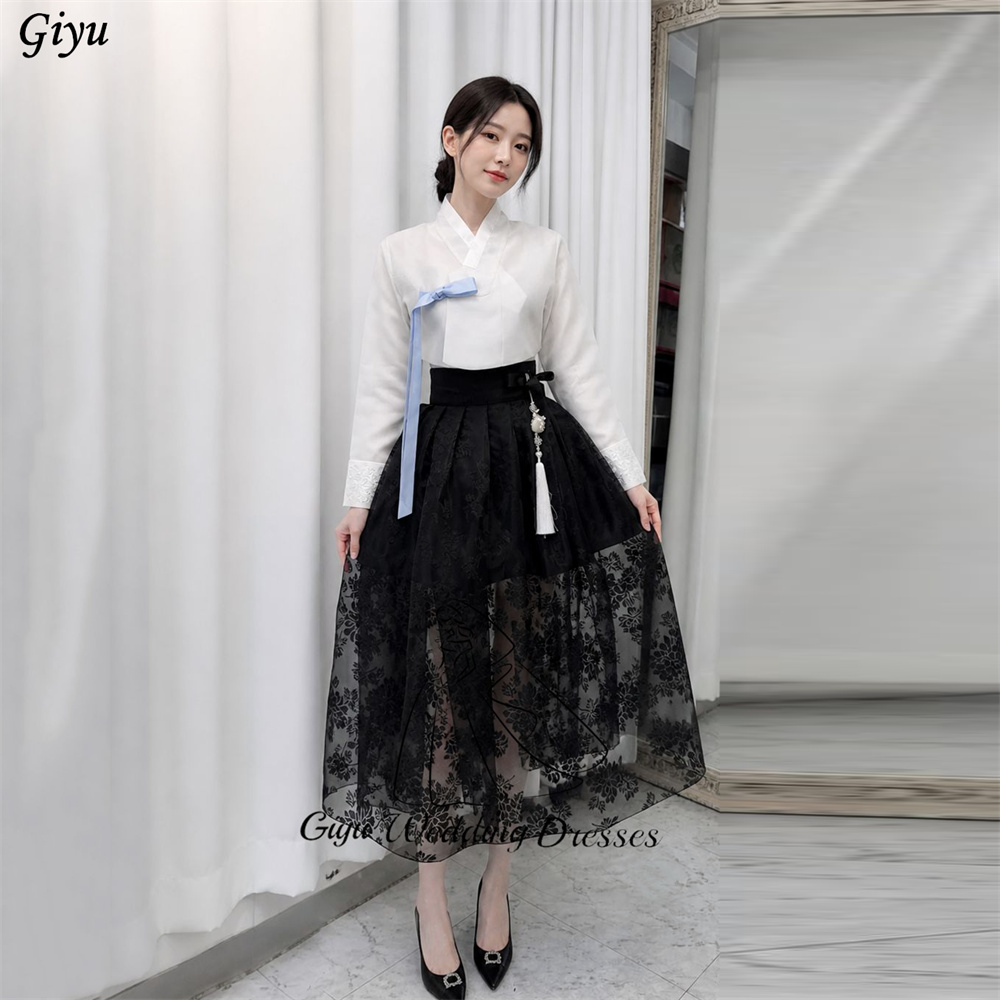 Hanbok Modern Set - Giyu Hanbok Personalizzato Nero con Contrasto