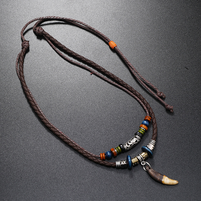 Collana in pelle intrecciata a - Ethnic Fashion Pk recensione e prezzo